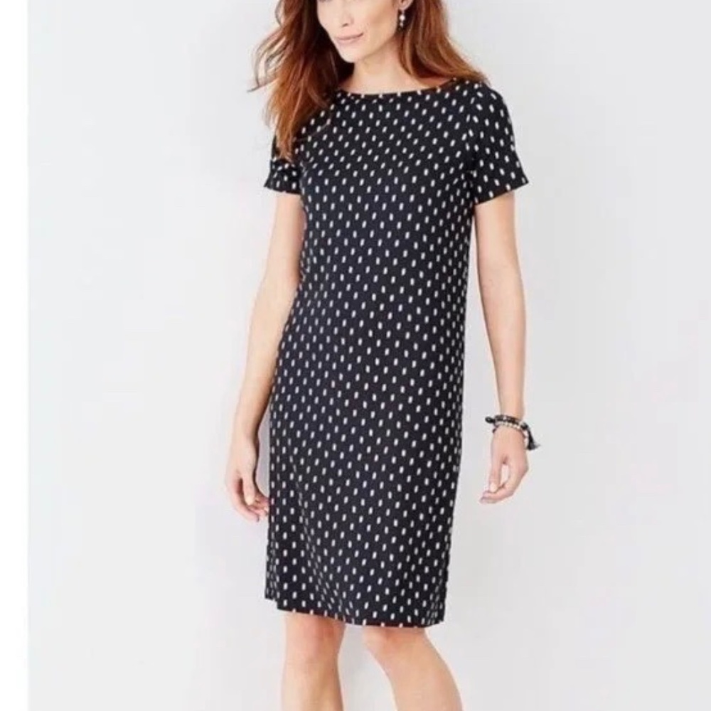 J.Jill Wearever Collection Shift Dress Black & White SZ S